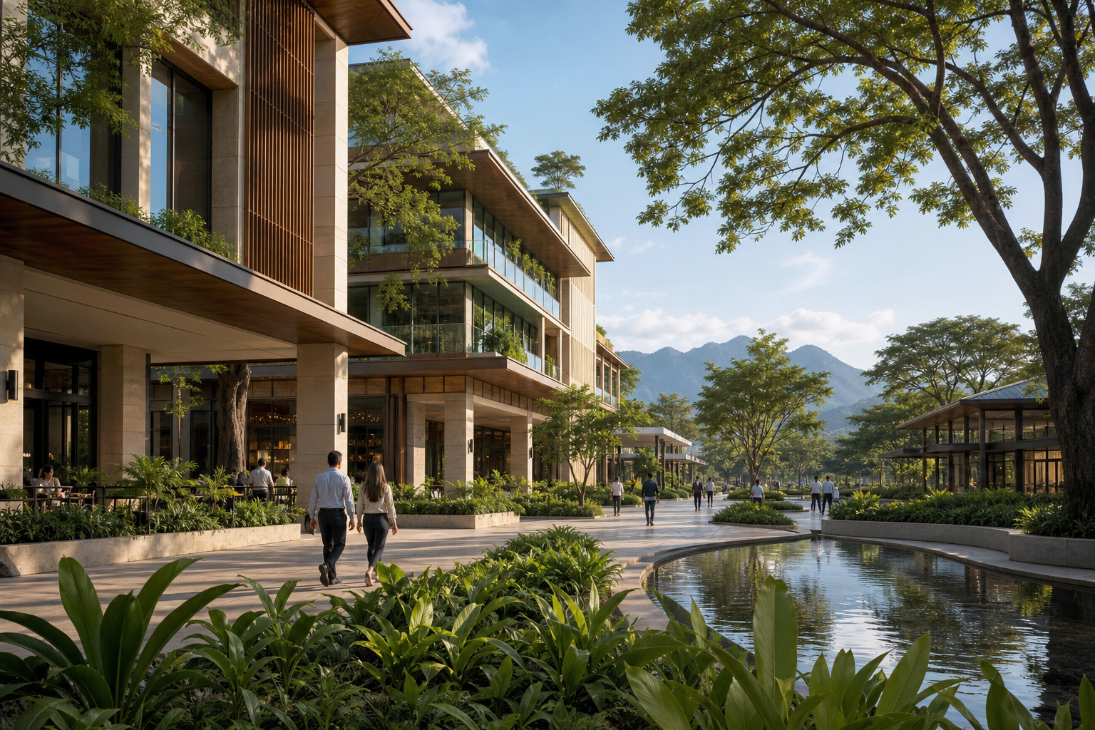 Vision of a premium landscaped business campus at Paseo de Lipa