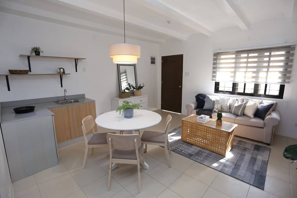 Open living and dining area inside the Levana model home