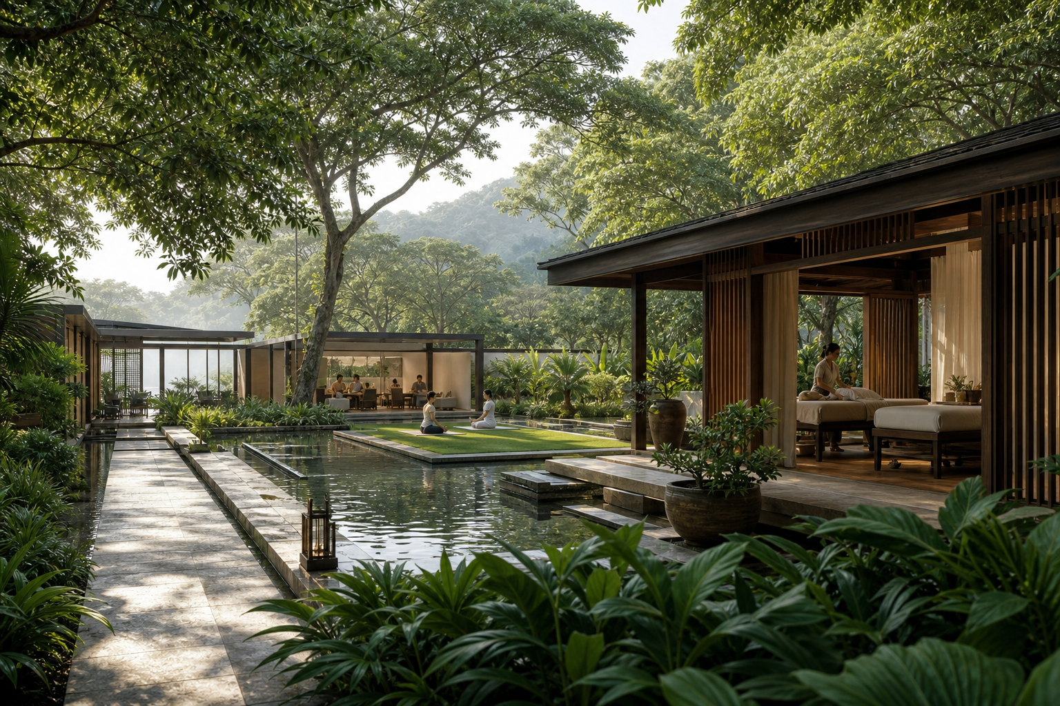 Vision of a secluded tropical wellness retreat at Paseo de Lipa