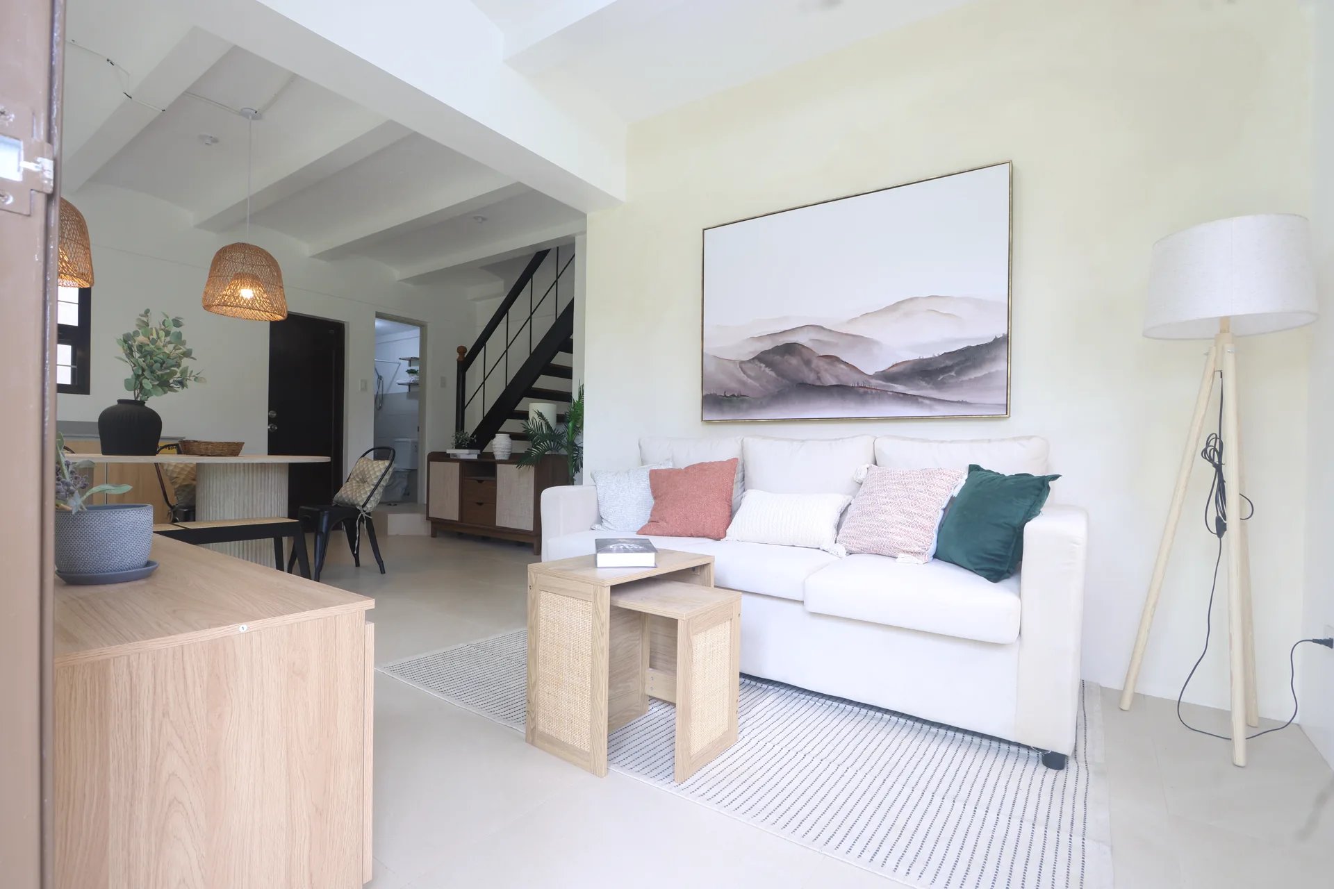 Open-plan Larissa living room viewed from the dining area