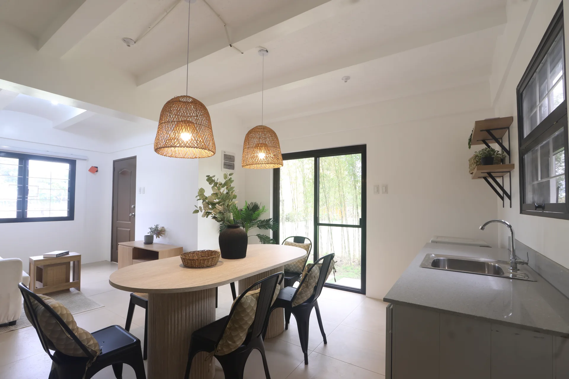 Larissa dining room looking toward the bright living area