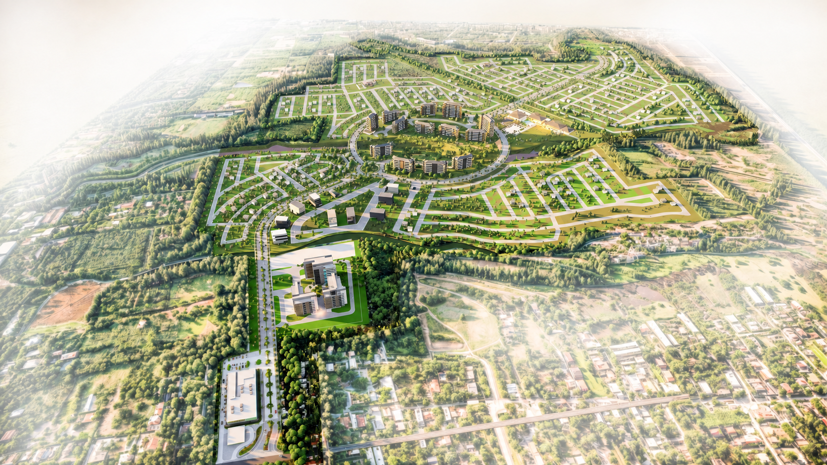 Aerial masterplan of Paseo de Lipa showing its five villages